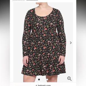 Woodland Mushroom Tiered Long-Sleeve Dress Plus Size